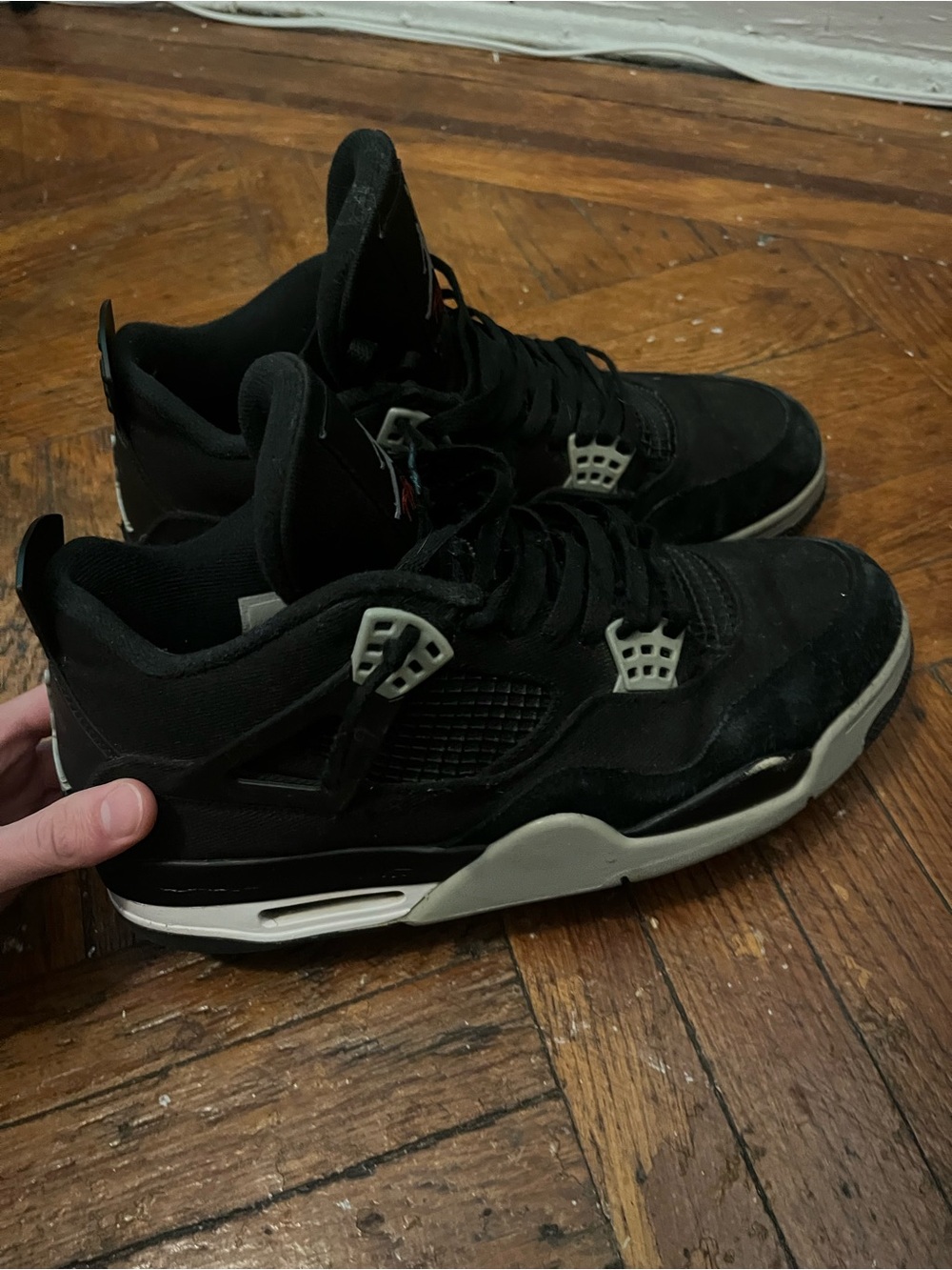 Black Canvas Jordan 4s Size 12 - Picture 2 of 4